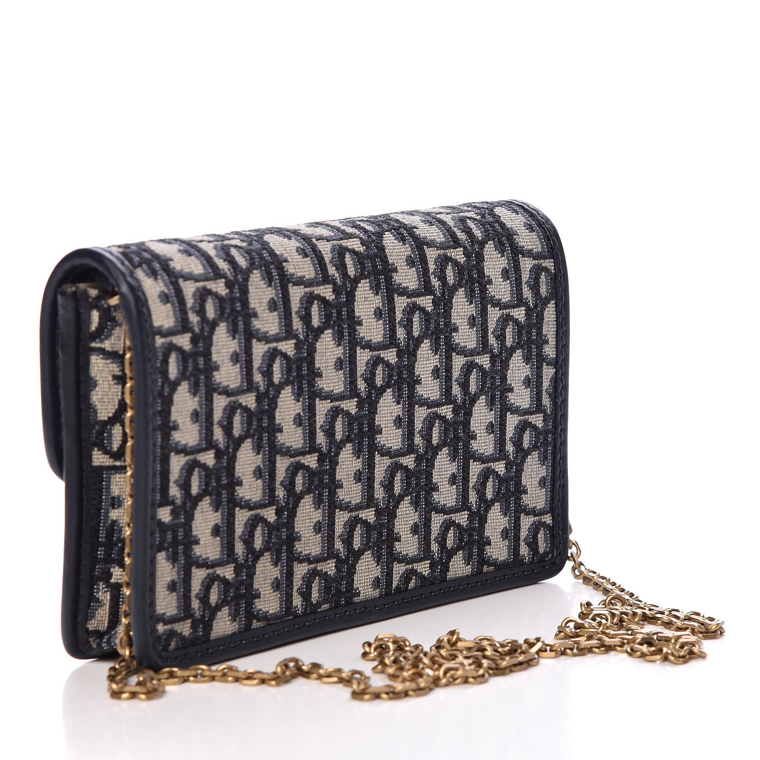Christian Dior Oblique DiorAddict Wallet On Chain Clutch Navy Blue 3 of 9
