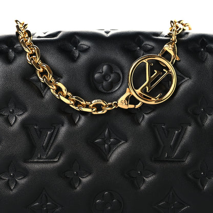 Louis Vuitton Lambskin Embossed Monogram Pochette Coussin Black 8 of 10