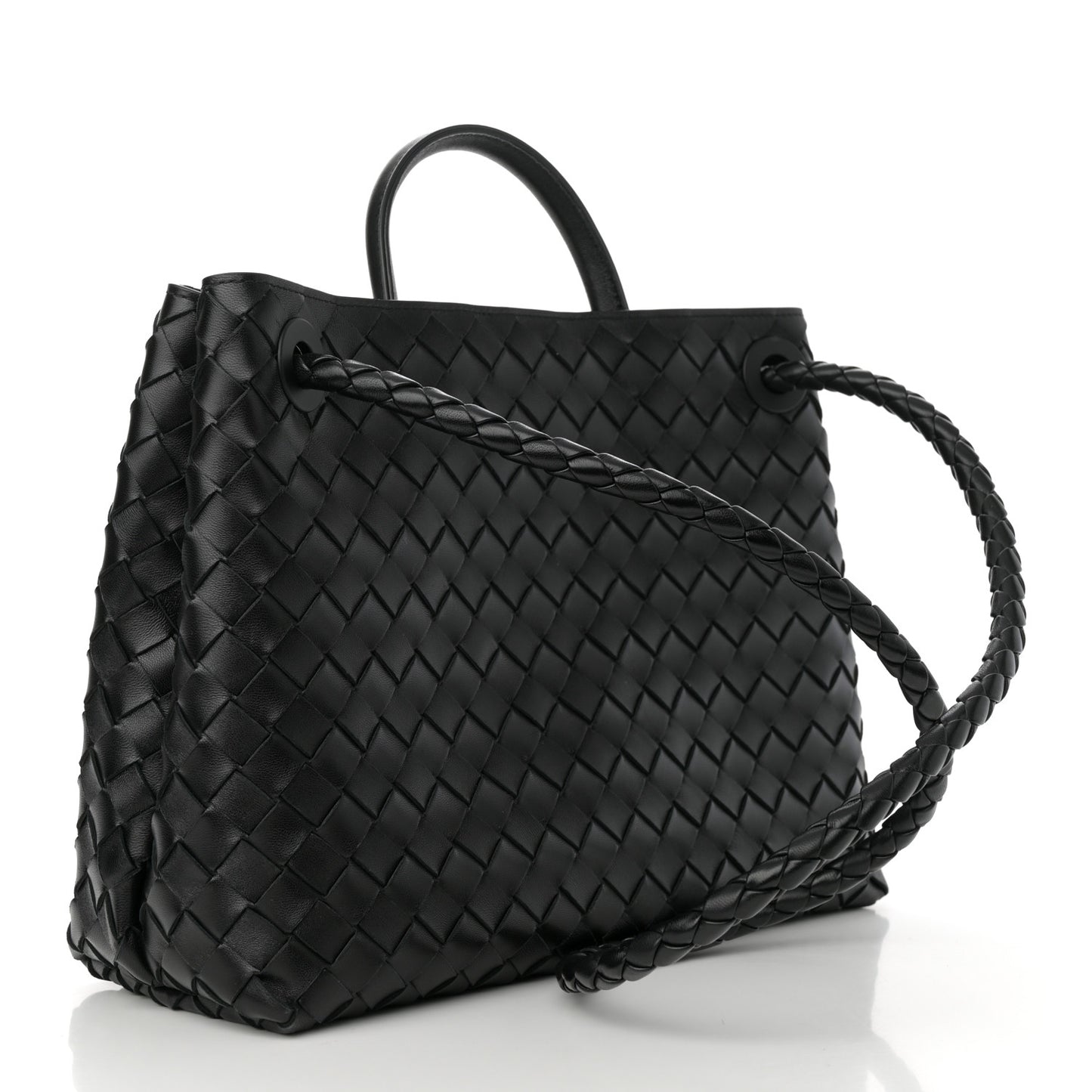 Nappa Intrecciato Medium Andiamo Shoulder Bag Black