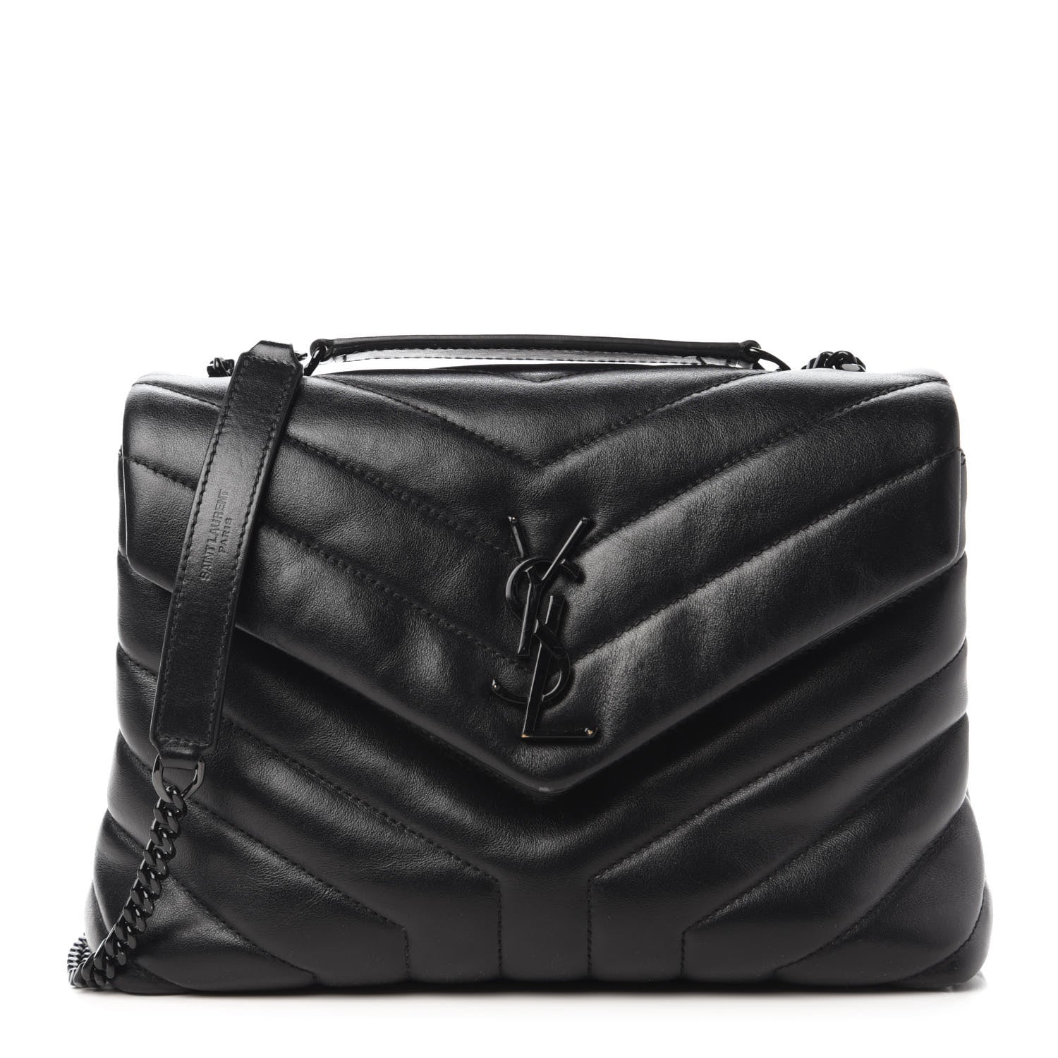 Saint Laurent Calfskin Y Quilted Monogram Small Loulou Chain Satchel Black 1 of 10