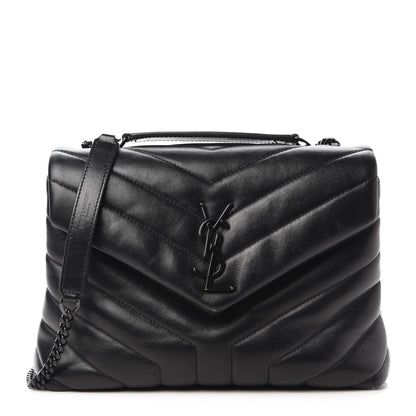 Saint Laurent Calfskin Y Quilted Monogram Small Loulou Chain Satchel Black 1 of 10