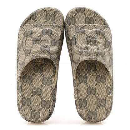 Gucci Cubic Rubber GG Monogram Womens Interlocking G Platform 42mm Slide Sandals 38 Beige Ebony 2 of 8