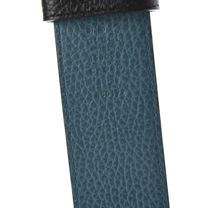Gucci Dollar Calfskin 1973 Reversible Belt 80 32 Black Deep Cobalt 5 of 5
