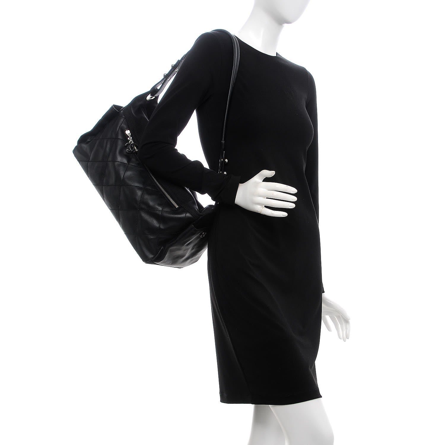 Chanel Coated Canvas Paris Biarritz Hobo Black 2 of 7