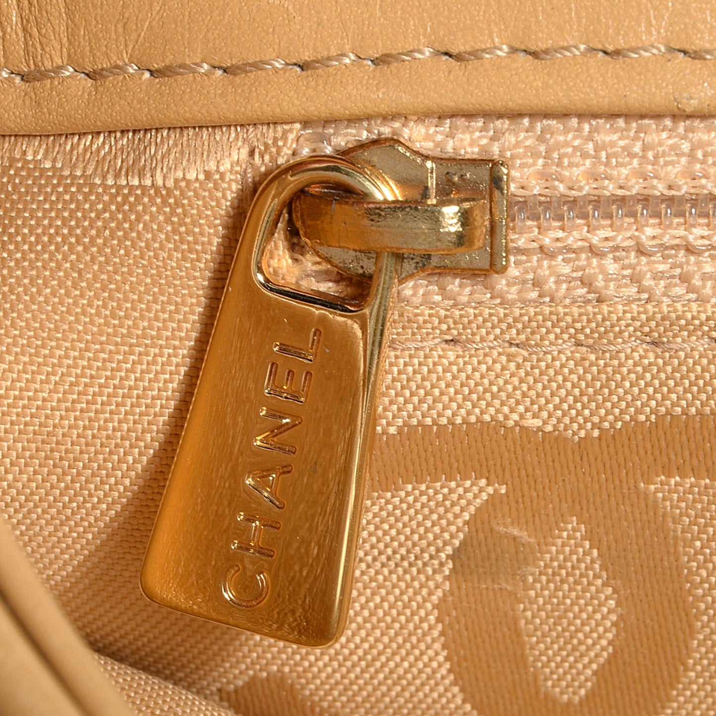 Calfskin Quilted Surpique Stitch Small Tote Beige