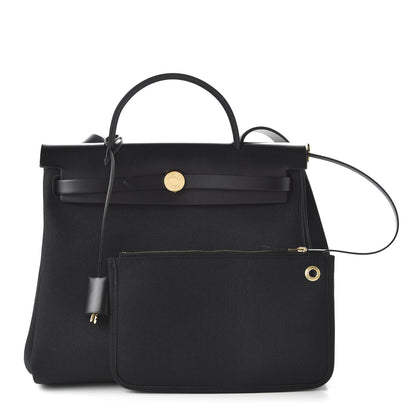 Hermes Military Toile Vache Hunter Herbag Zip PM 31 Black 1 of 9
