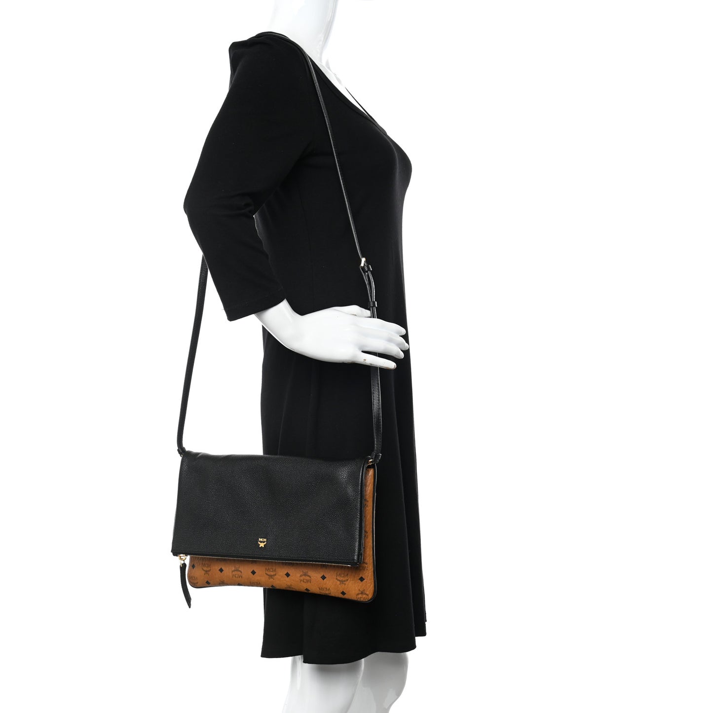 Visetos Corina Foldover Crossbody Bag Cognac Black