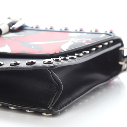 Prada City Calfskin Orchid Print Studded Elektra Shoulder Bag Fuoco Black 8 of 8