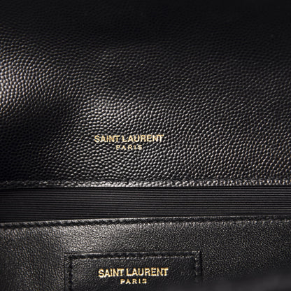 Saint Laurent Grain De Poudre Textured Mixed Matelasse Triquilt Medium Monogram Satchel Black 7 of 10