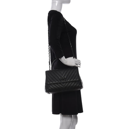 Chanel Caviar Chevron Quilted Small Coco Handle Flap So Black 2 of 10