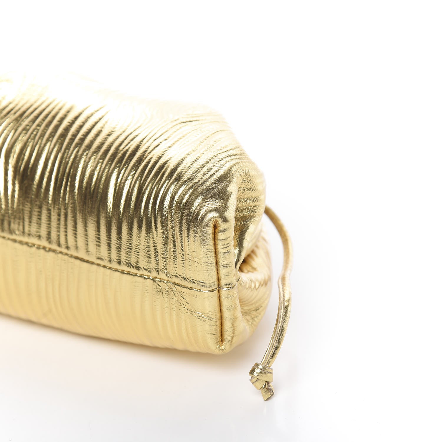 Bottega Veneta Metallic Bark Calfskin The Mini Pouch Gold 609927