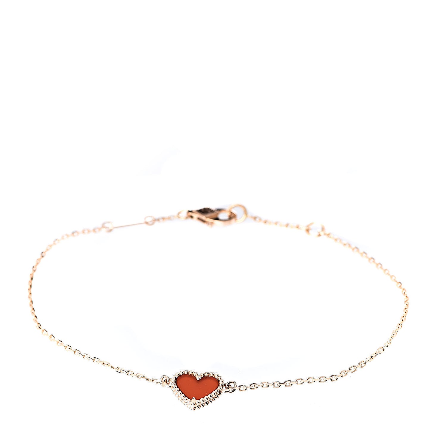 18K Rose Gold Carnelian Sweet Alhambra Heart Bracelet