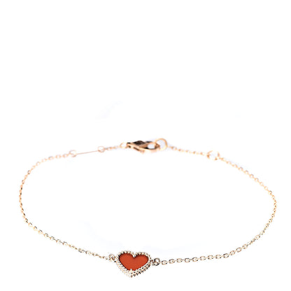 Van Cleef & Arpels 18K Rose Gold Carnelian Sweet Alhambra Heart Bracelet 1 of 5