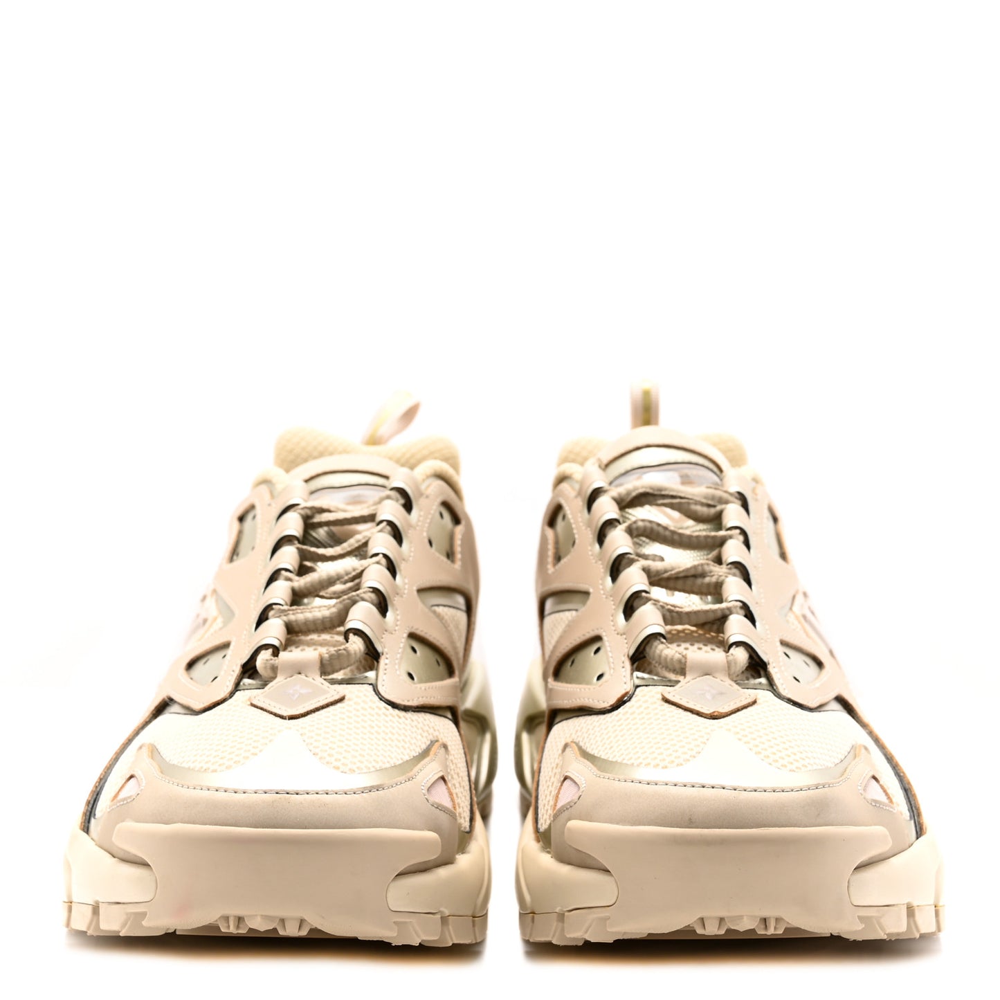 Metallic Canvas Mesh Mens LV Runner Tatic Sneakers 9 Beige