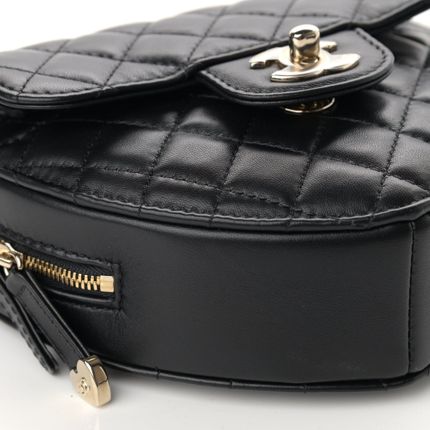 Lambskin Quilted CC In Love Heart Bag Black