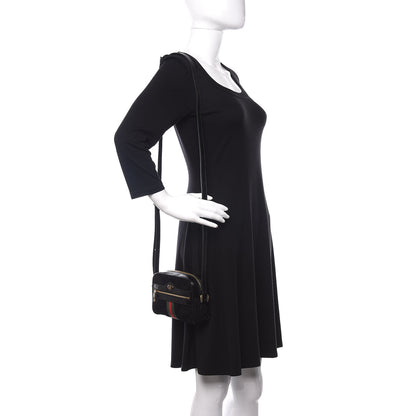 Gucci Suede Patent Web Mini Ophidia Shoulder Bag Black 2 of 11