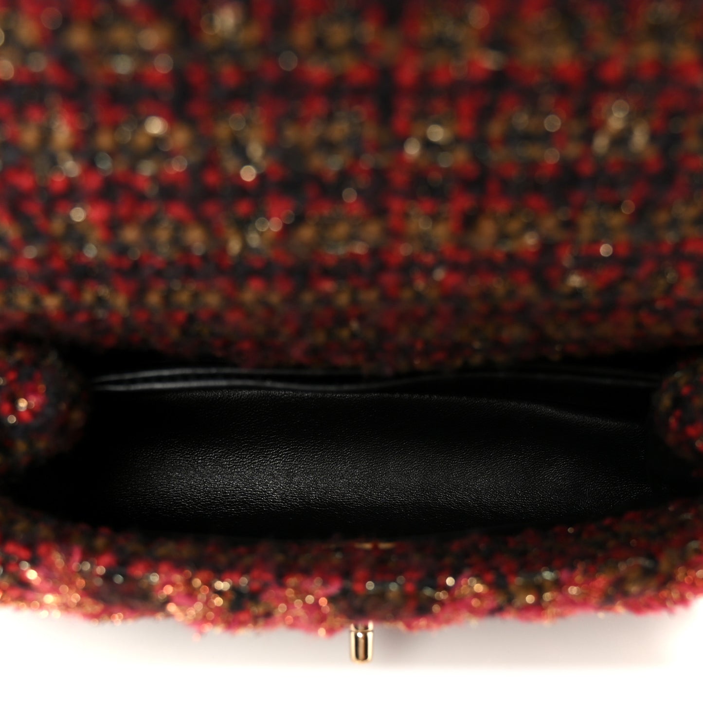 Tweed Fringe Mini Coco Handle Flap Red Black