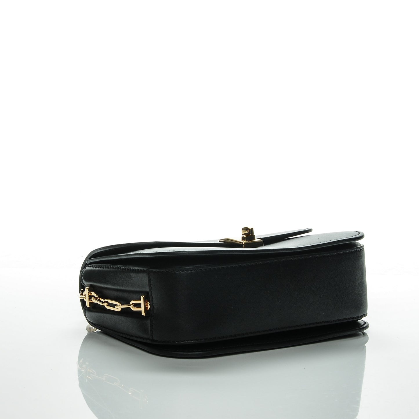 Vitello Chain Flap Bag Black