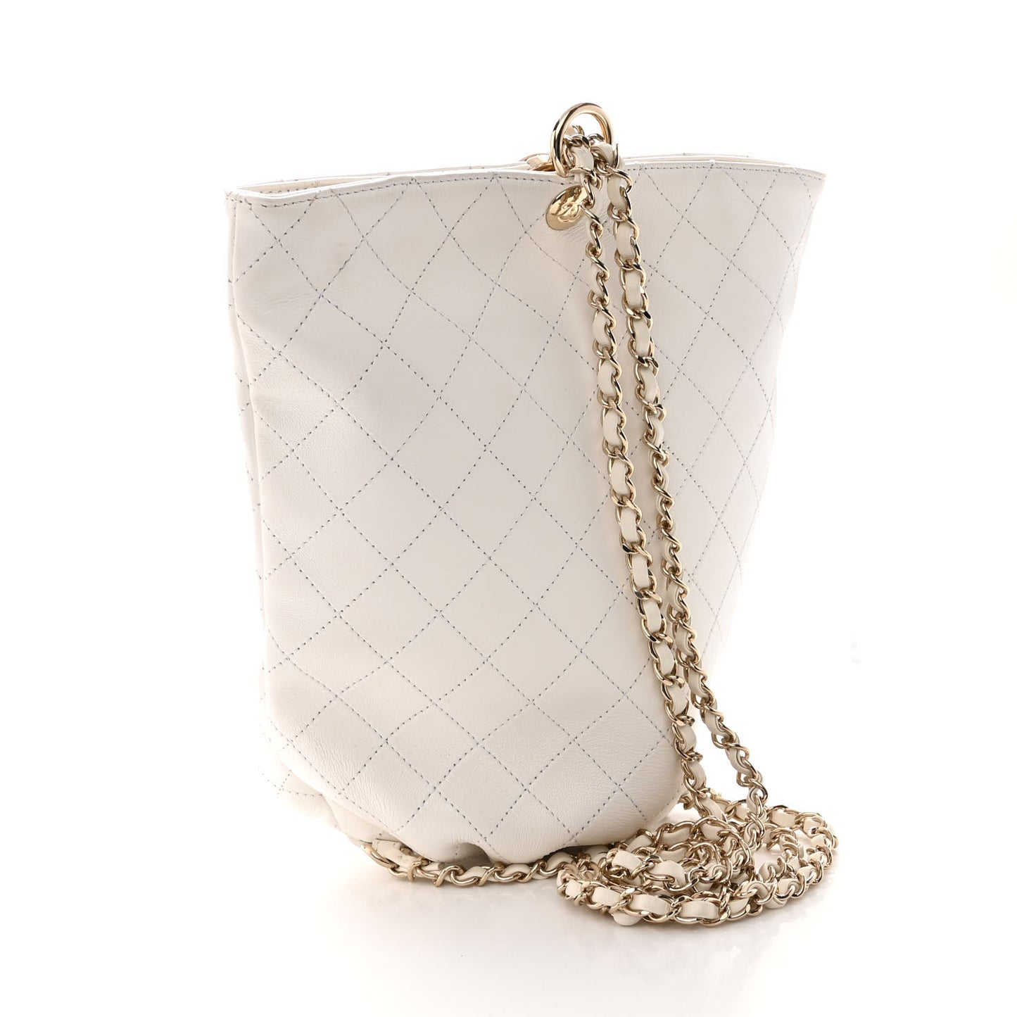 Lambskin Stitched CC Chain Backpack White