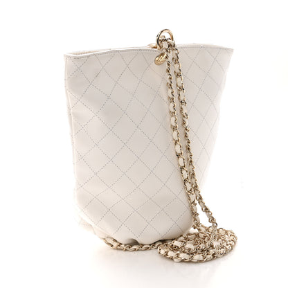 Chanel Lambskin Stitched CC Chain Backpack White 3 of 12