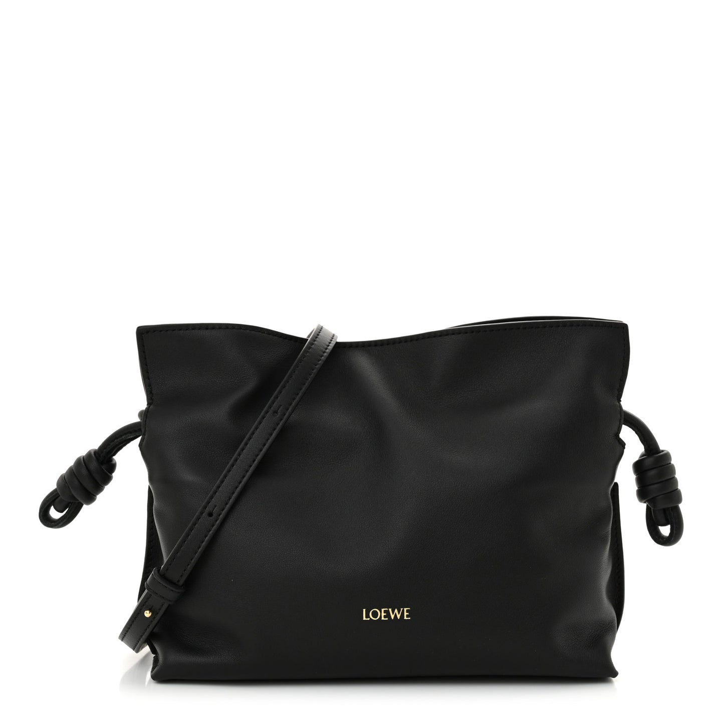 Calfskin Mini Flamenco Knot Clutch Black