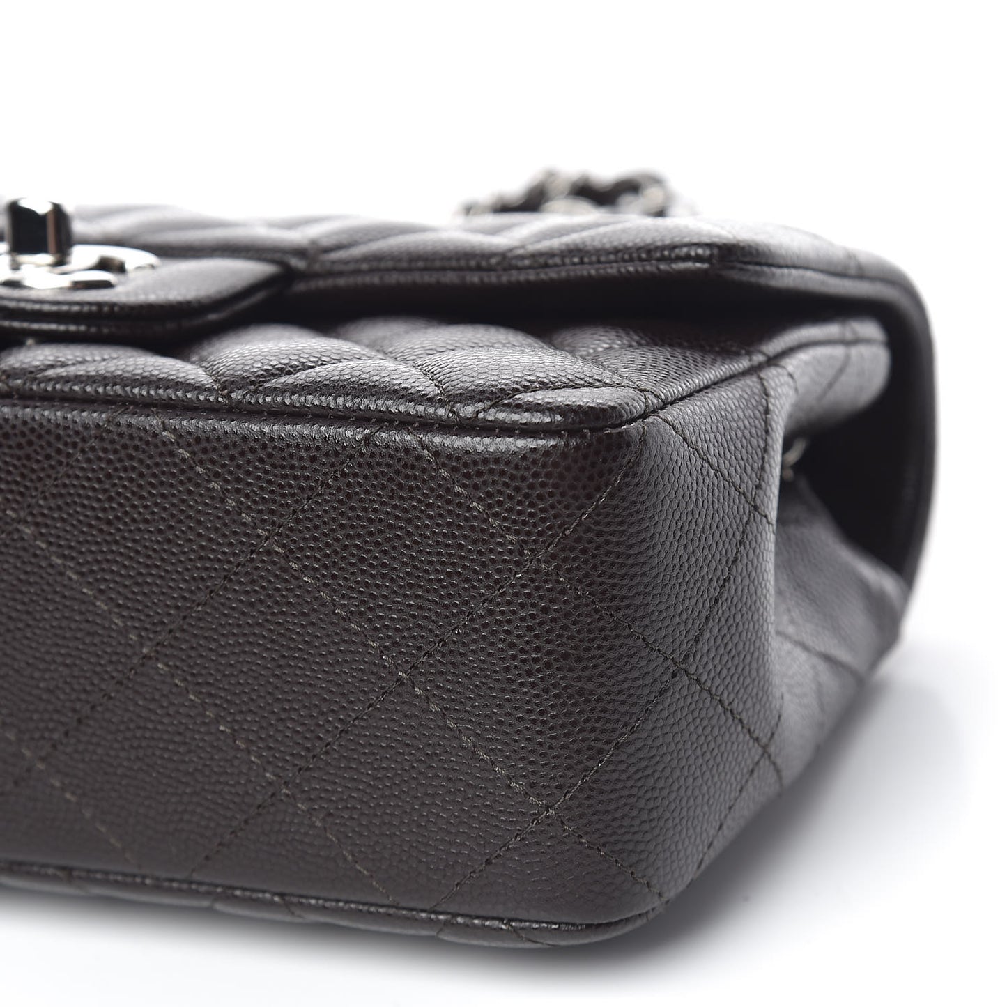 Caviar Quilted Mini Rectangular Flap Dark Brown