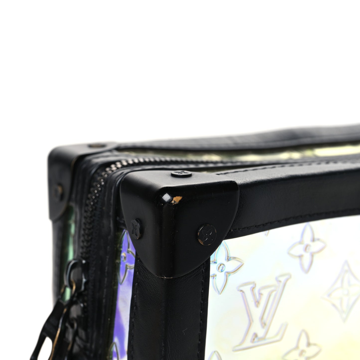 Calfskin PVC Monogram Solar Ray Soft Trunk Iridescent Prism Black
