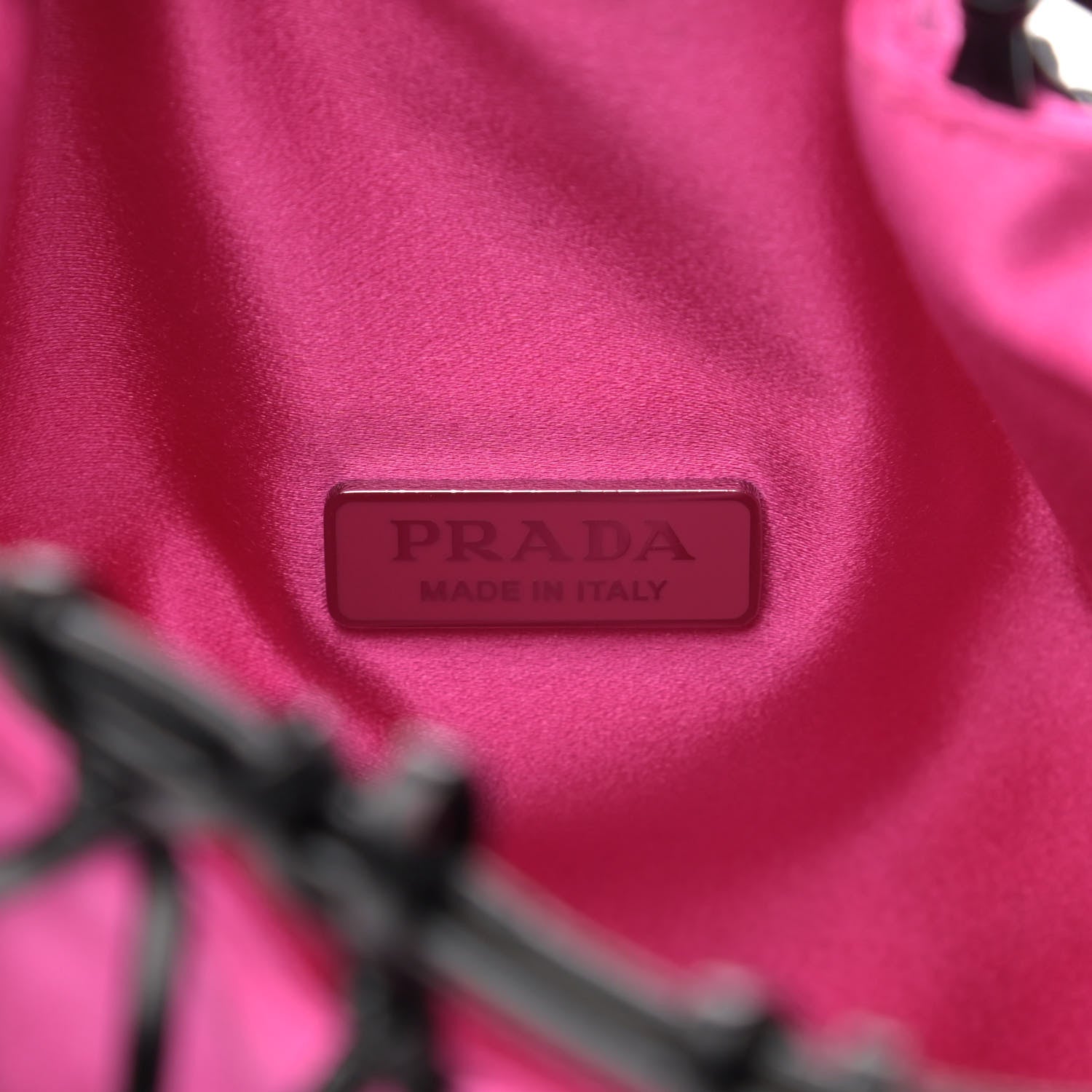 Prada Satin Net Chain Bag Fuxia Black 6 of 9