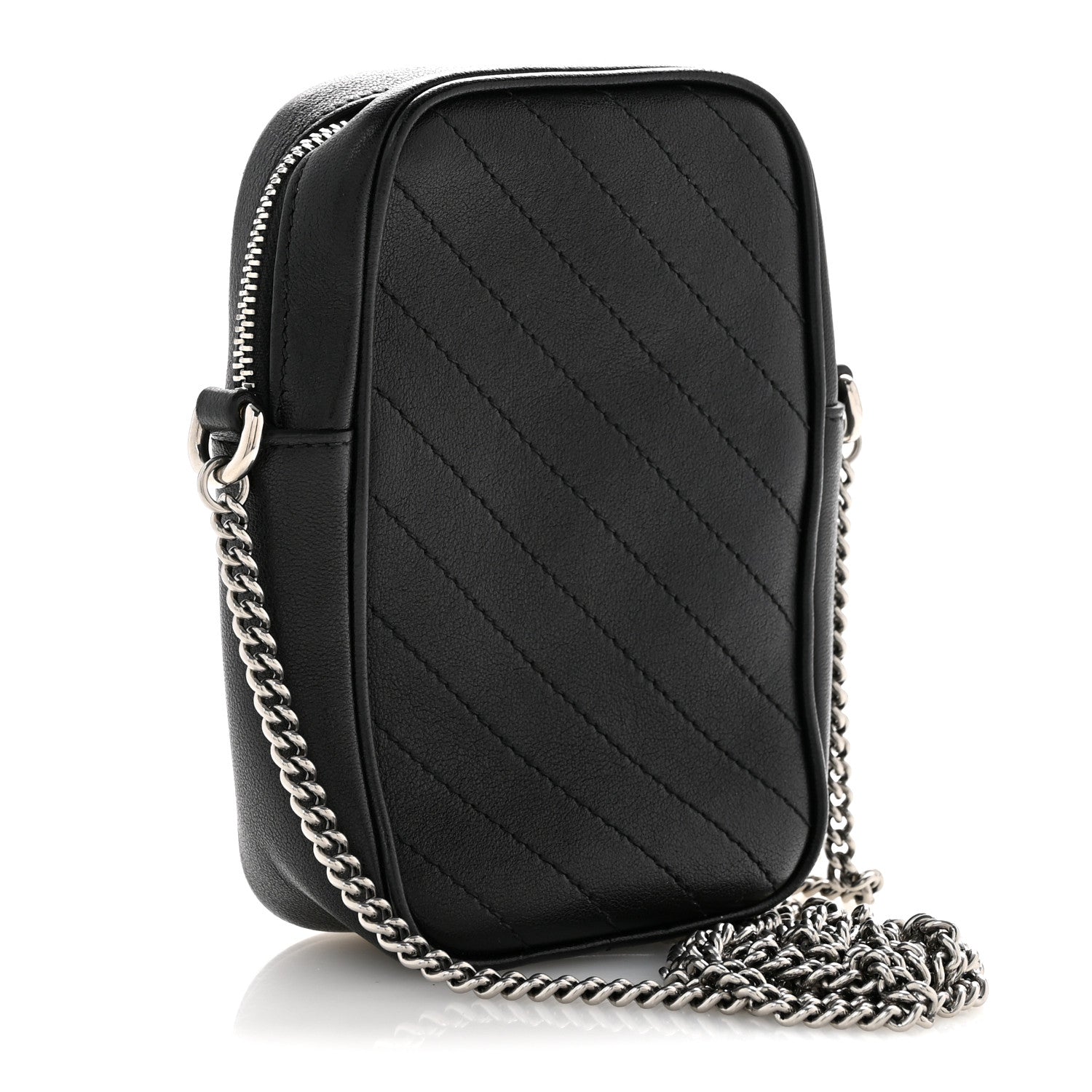 Gucci Sakai Be Green Calfskin Diagonal Stitched Mini Blondie Vertical Shoulder Bag Black 3 of 13