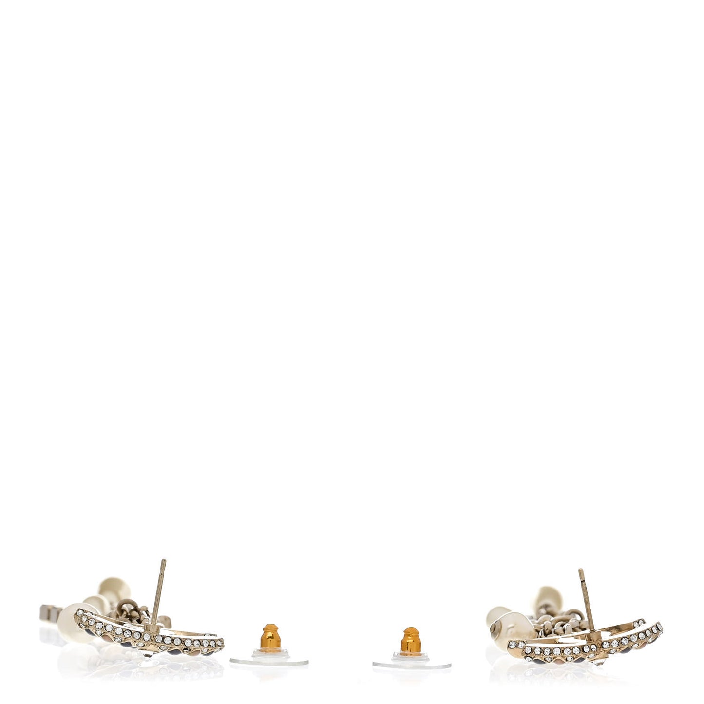 Crystal Pearl CC Chain Drop Earrings Multicolor