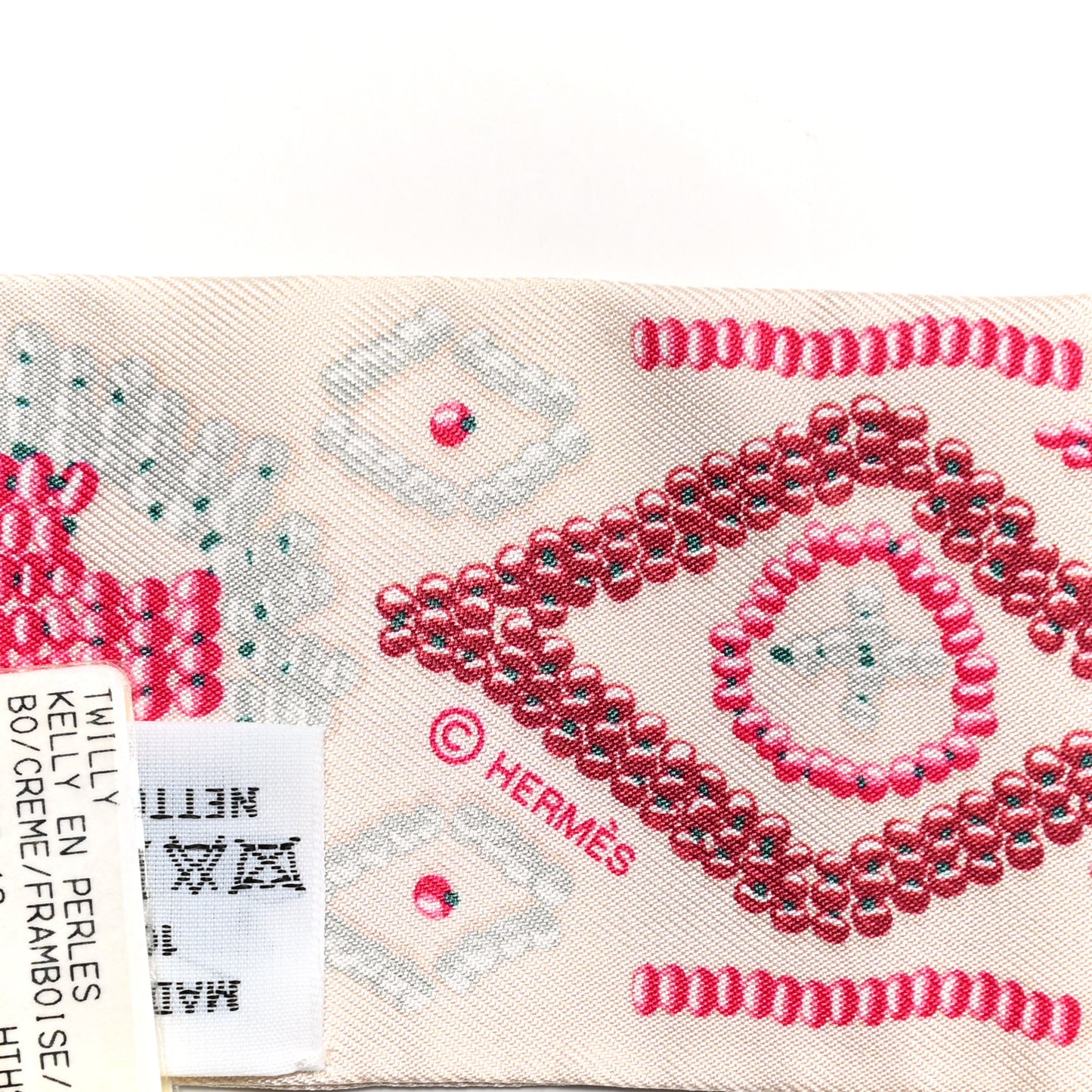 Silk Kelly En Perles Twilly Creme Framboise