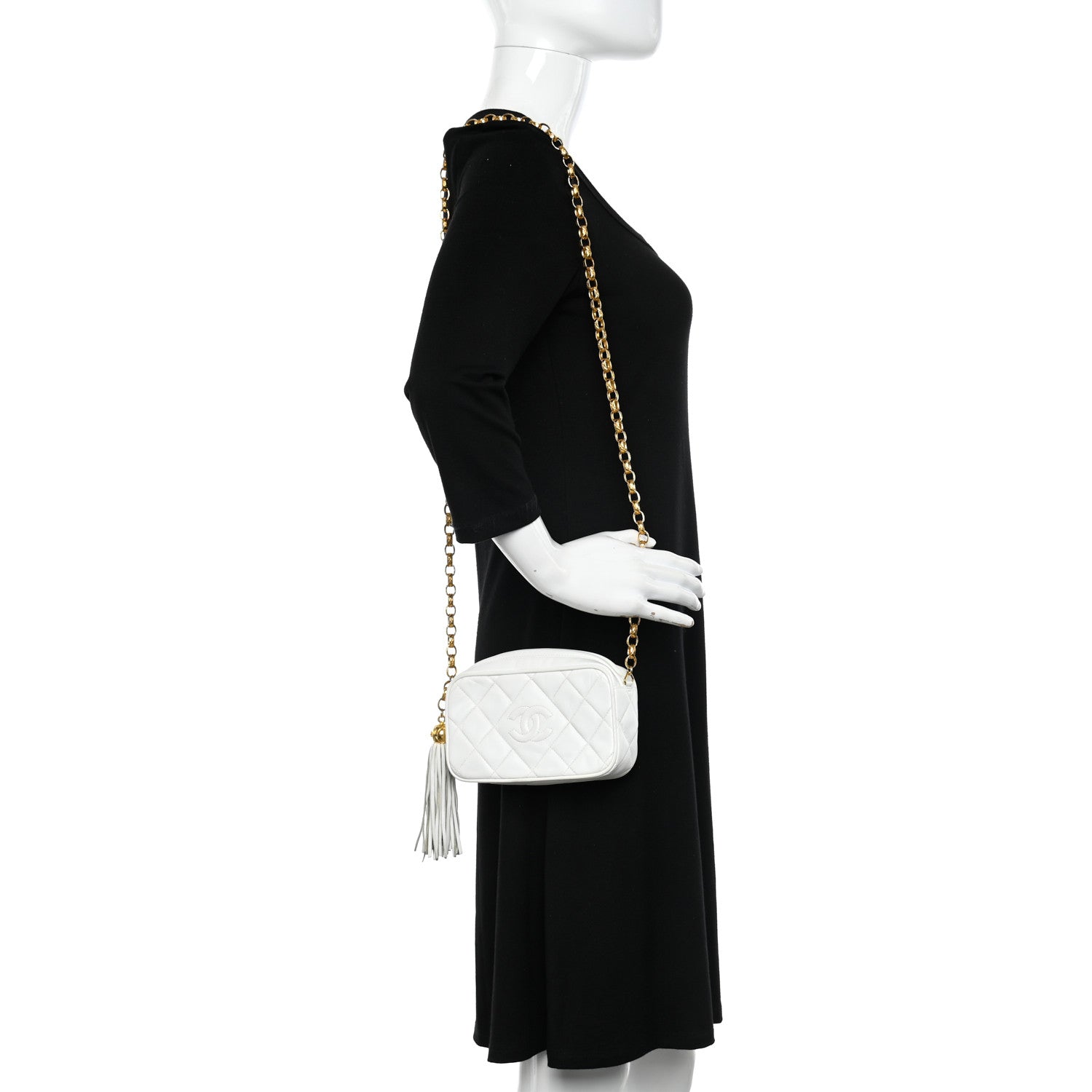 Chanel Lambskin Quilted Tassel Camera Bag White 2 of 12