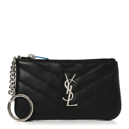 Saint Laurent Calfskin Matelasse Monogram Key Pouch Black 1 of 8