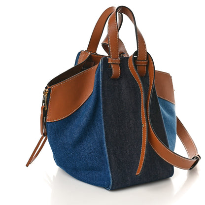 Loewe Calfskin Denim Small Hammock Shoulder Bag Blue Tan 3 of 12