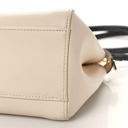 Fendi Vitello Seta Snakeskin Shiny Nappa Monster Eyes Mini Peekaboo Iconic Satchel White Black 9 of 9