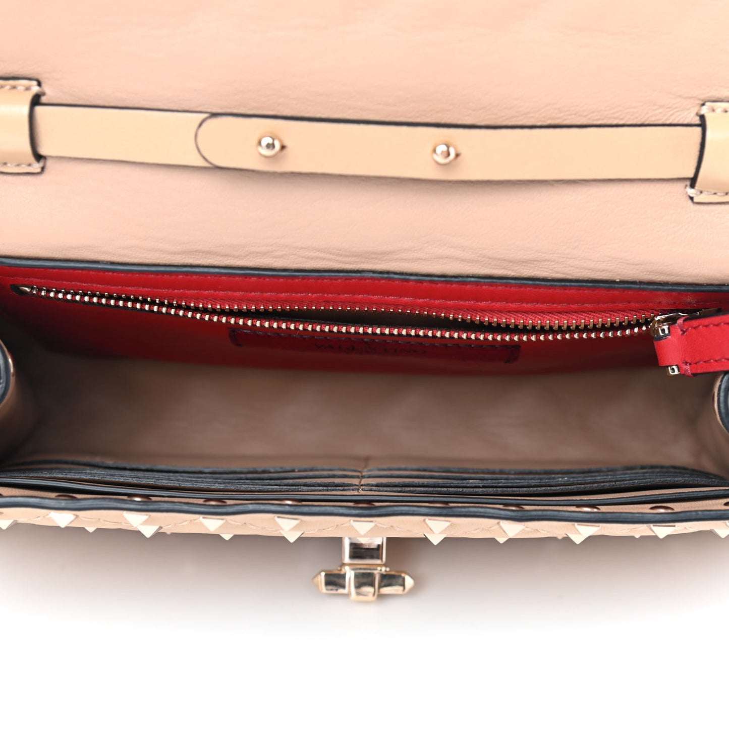Nappa Rockstud Spike Wallet on Chain Camel Rose