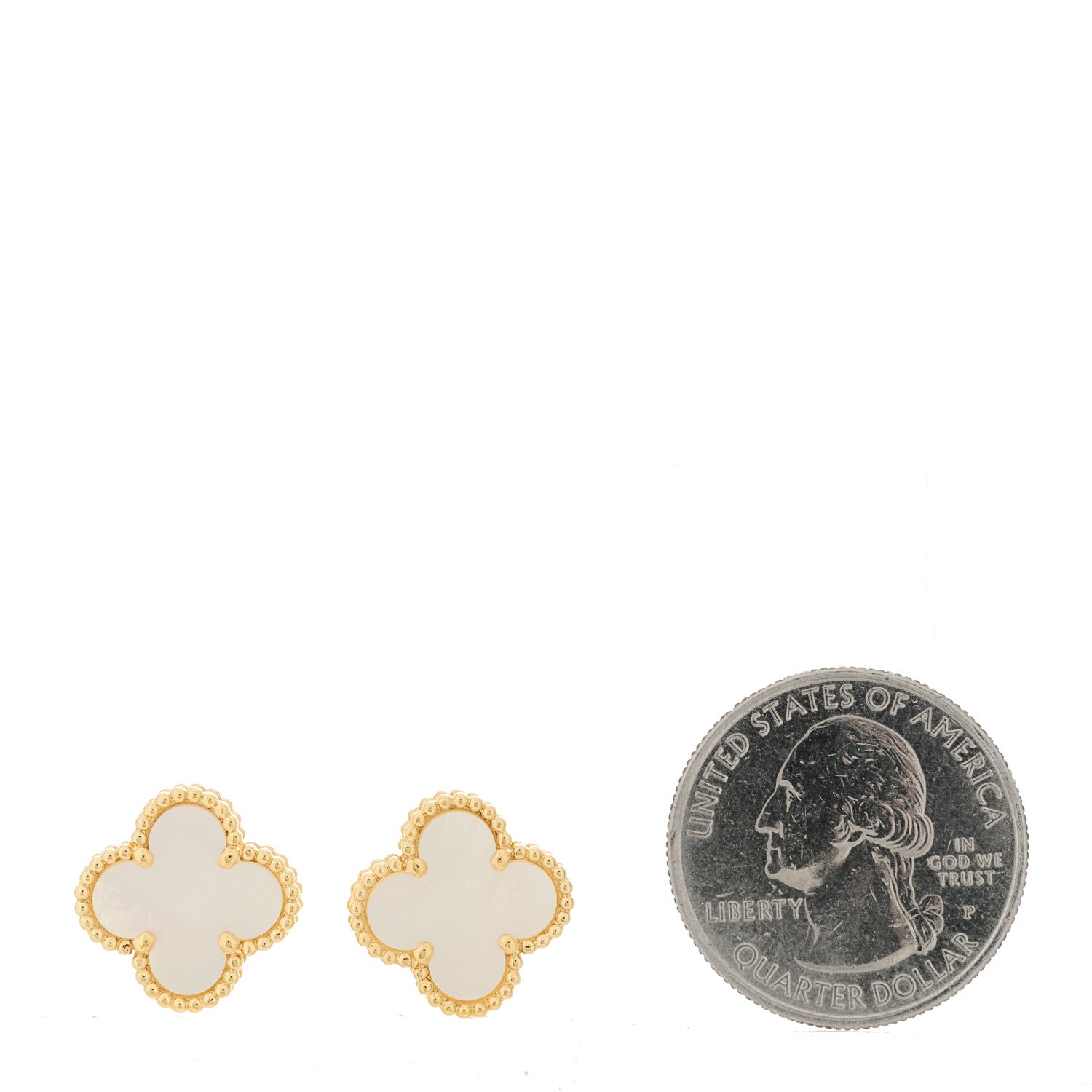 Van Cleef & Arpels 18K Yellow Gold Mother of Pearl Vintage Alhambra Earrings 2 of 5