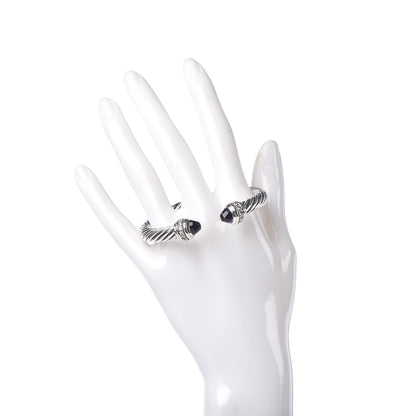 David Yurman Sterling Silver Diamond Amethyst 7mm Cable Classics Bracelet 2 of 7