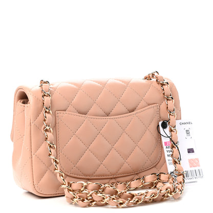 Chanel Lambskin Quilted Mini Rectangular Flap Beige 3 of 11