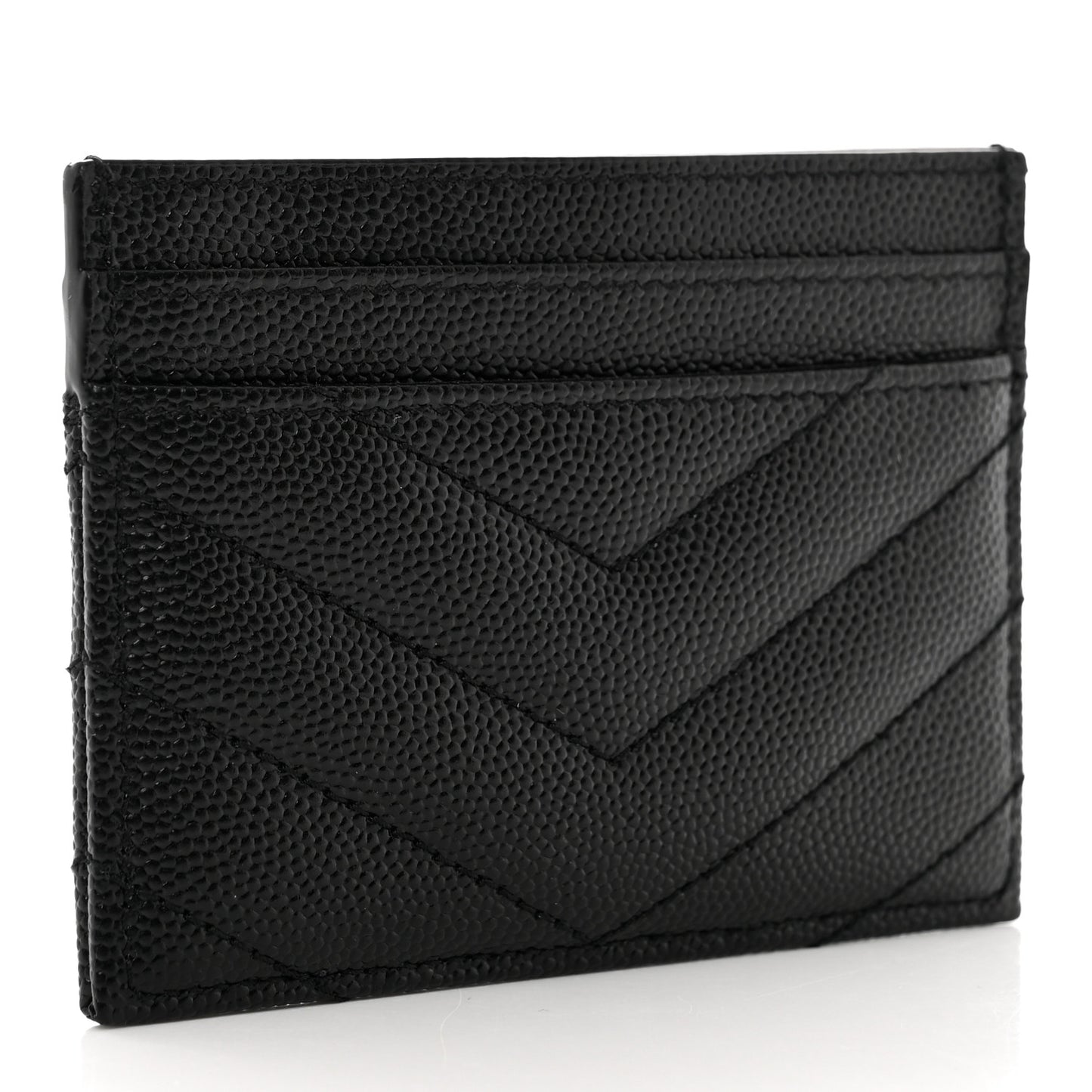 Grain De Poudre Matelasse Chevron Monogram Credit Card Case Black