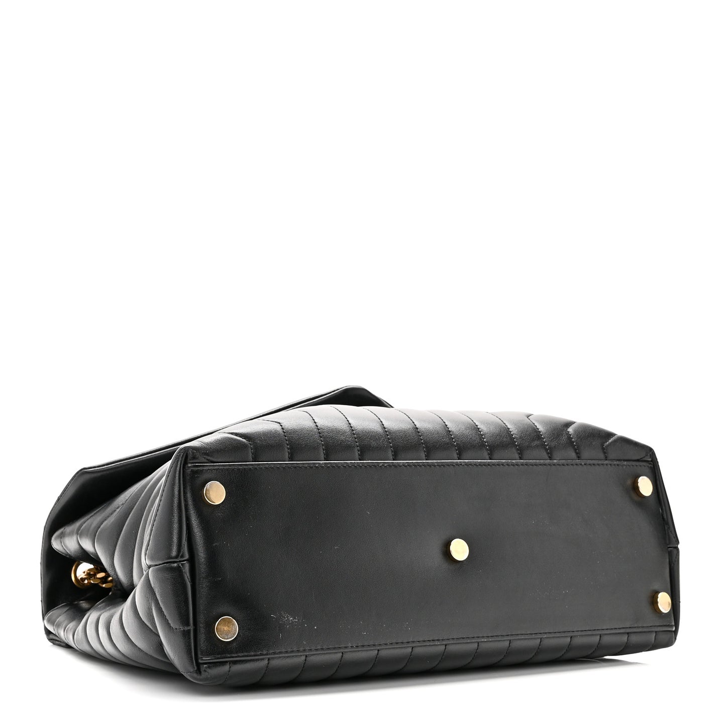Calfskin Y Quilted Monogram Large Loulou Chain Satchel Black