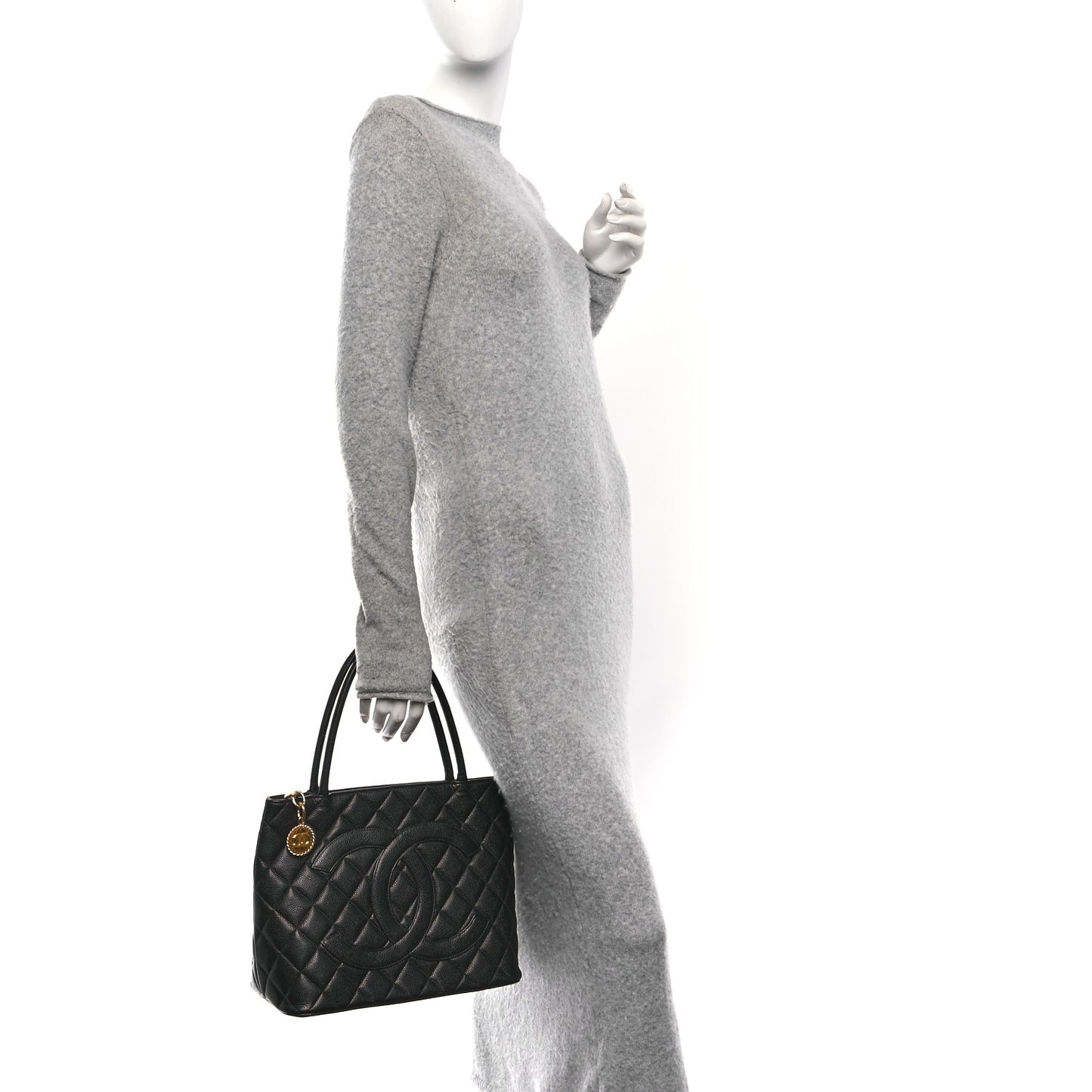 Caviar Quilted Medallion Tote Black