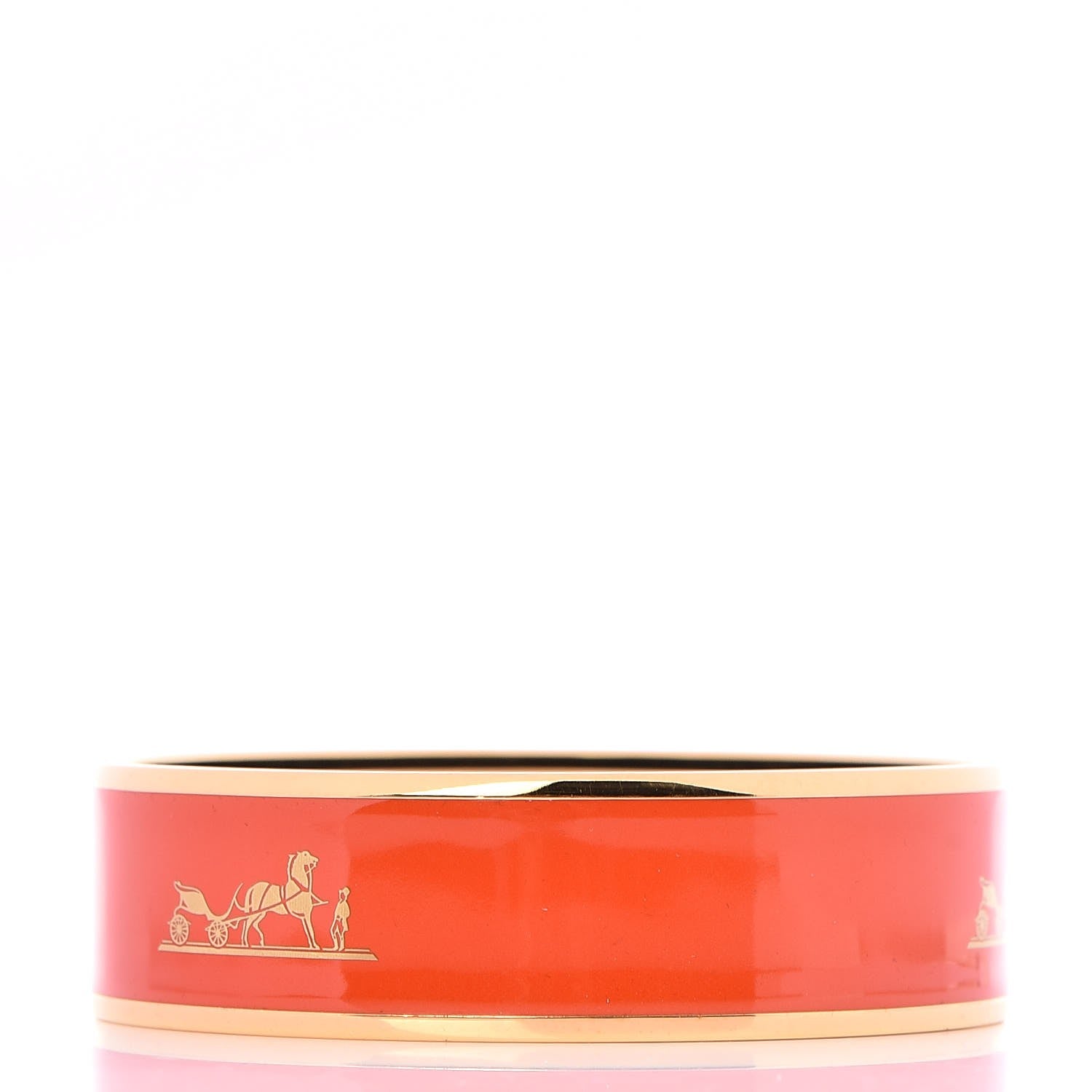 Hermes Enamel Printed Wide Caleche Bracelet 65 Capucine 3 of 6