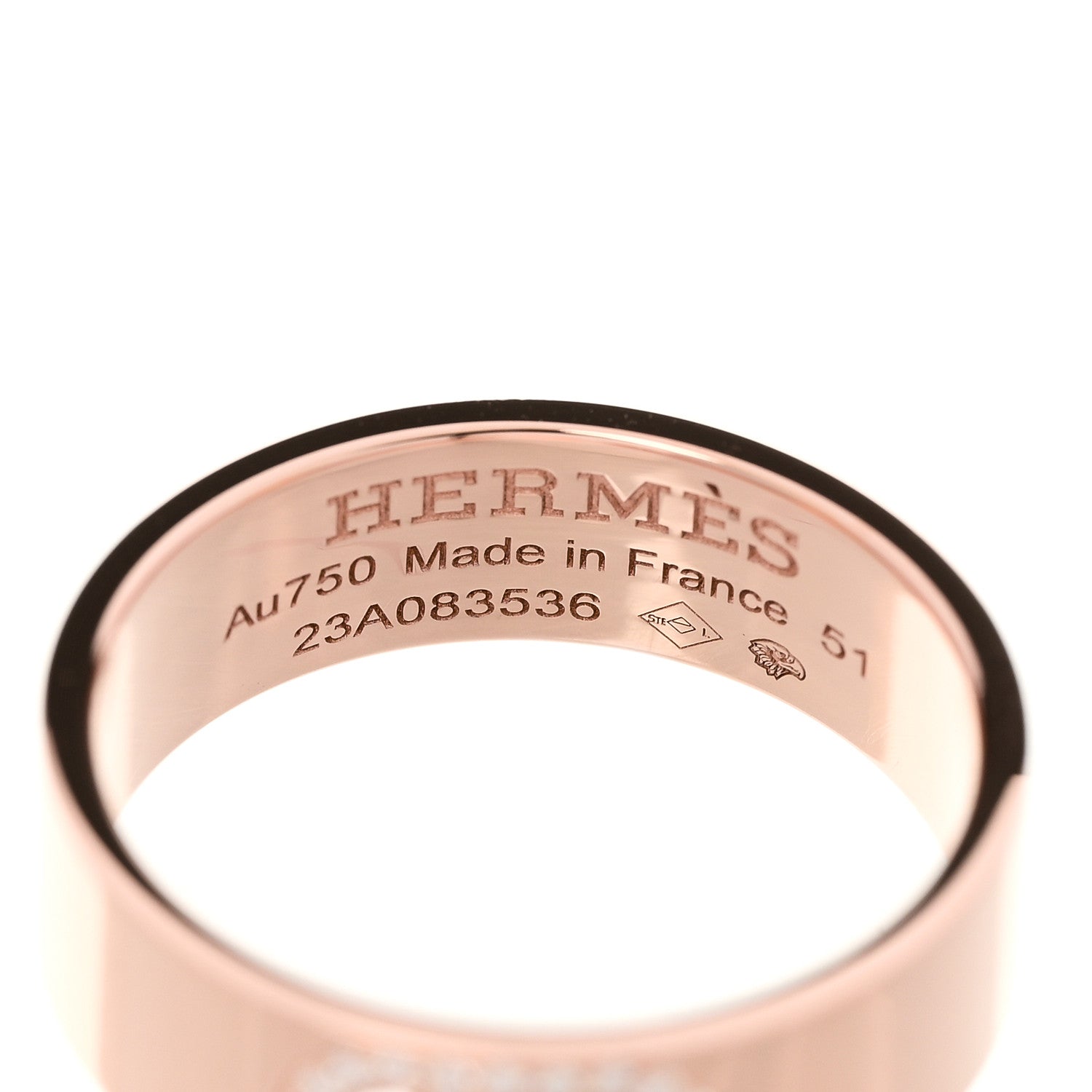 Hermes 18K Rose Gold Diamond PM H D'Ancre Ring 51 5.75 4 of 5