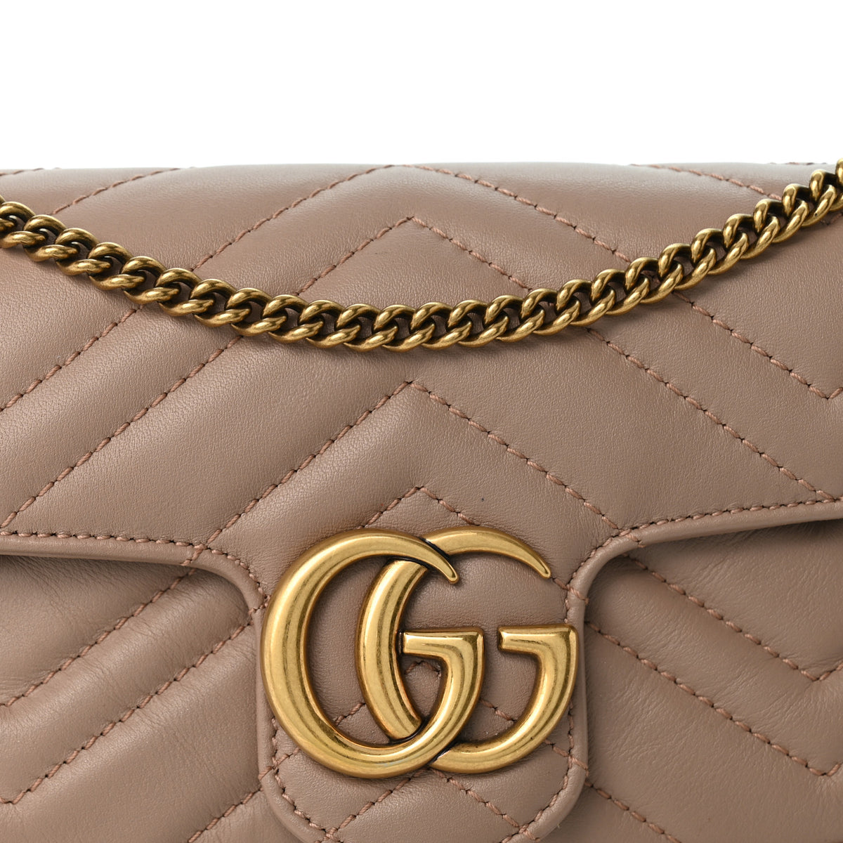 Gucci Calfskin Matelasse Super Mini GG Marmont Shoulder Bag Porcelain Rose 8 of 10