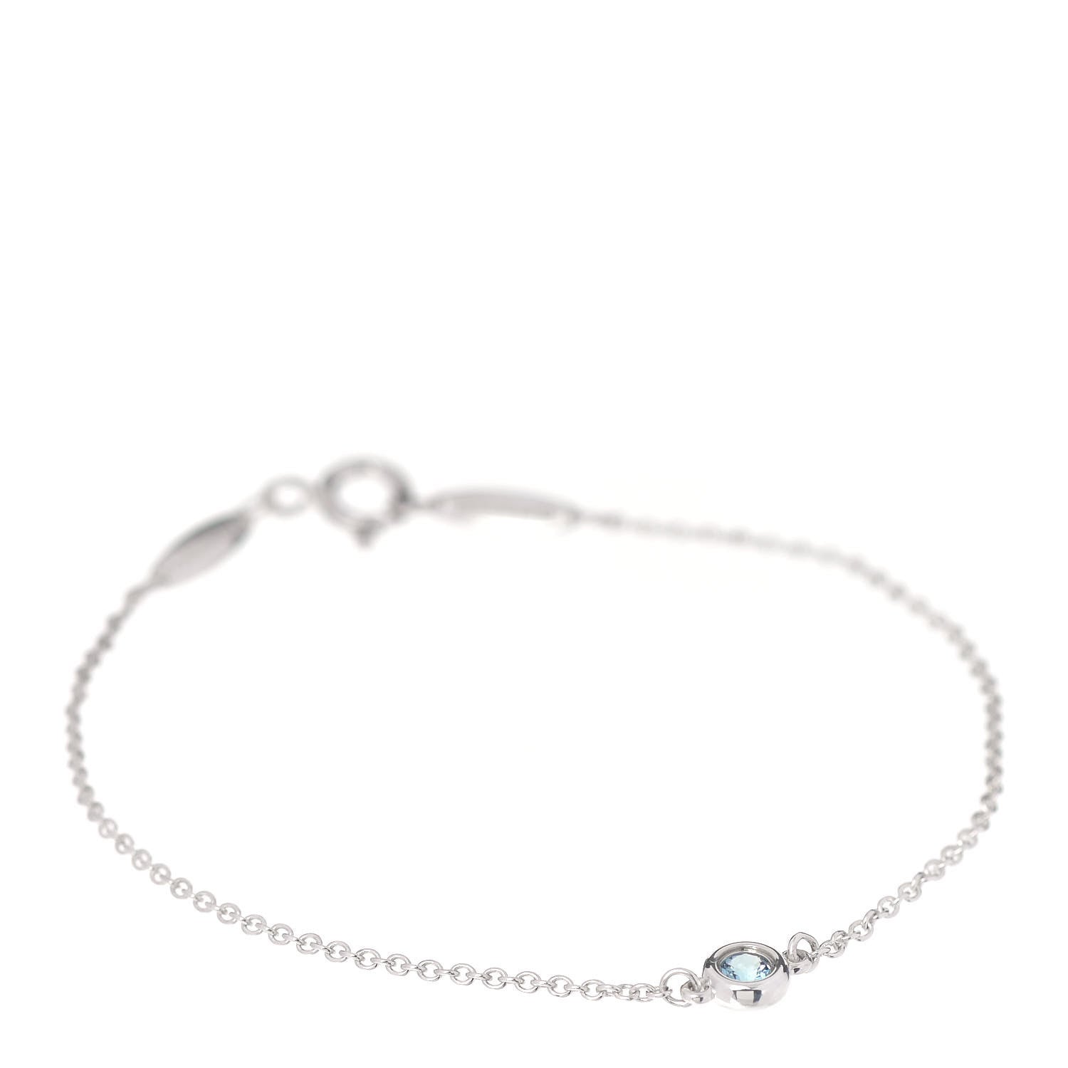 Tiffany Sterling Silver Aquamarine Elsa Peretti Color By The Yard Bracelet 1 of 6