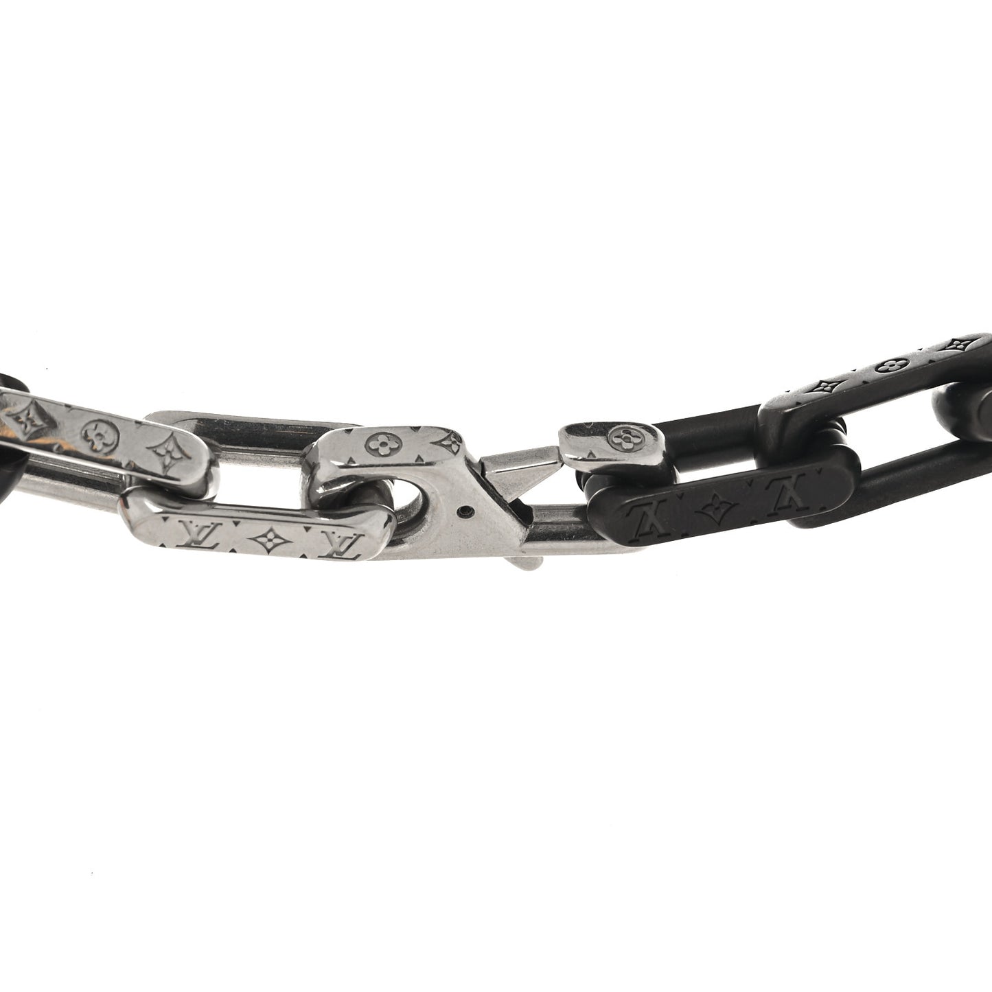 Metal Plexiglass Monogram Chain Necklace Black