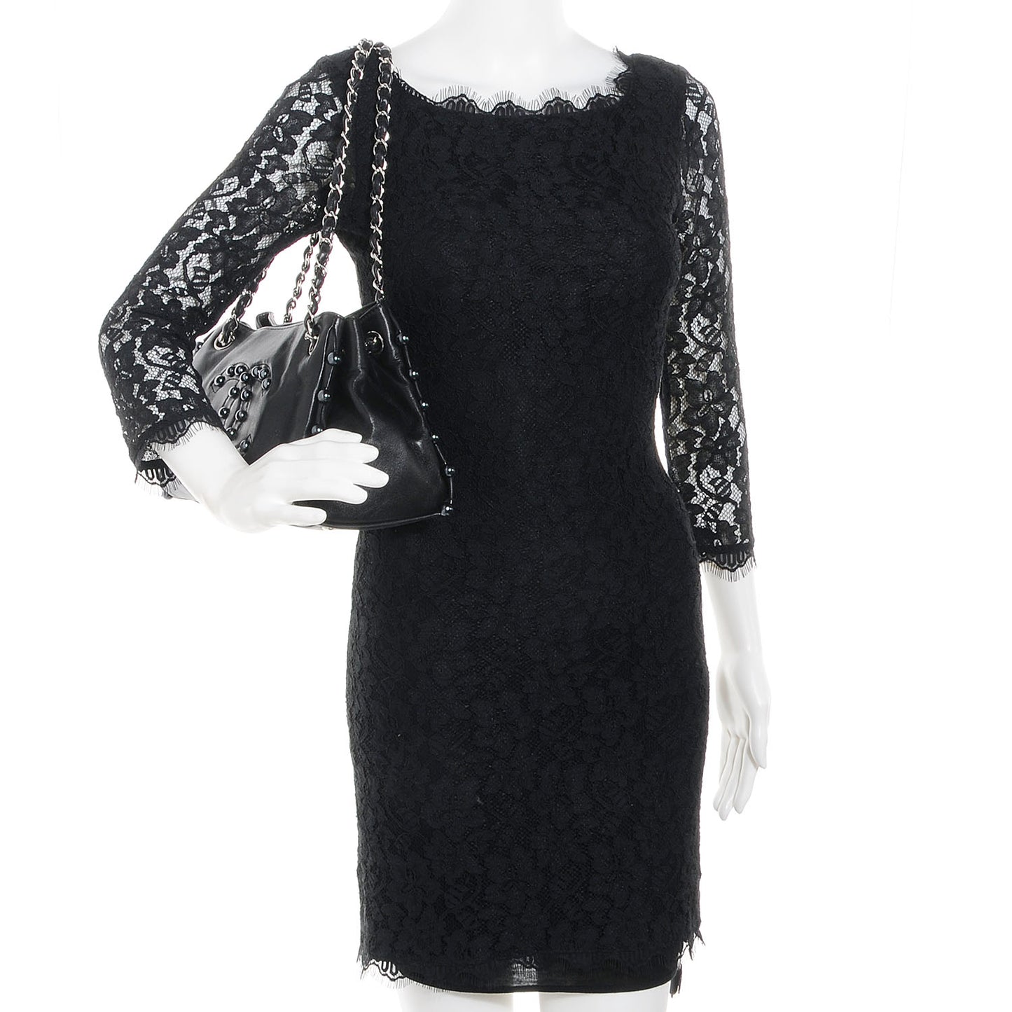 Lambskin Pearl Obsession Tote Black