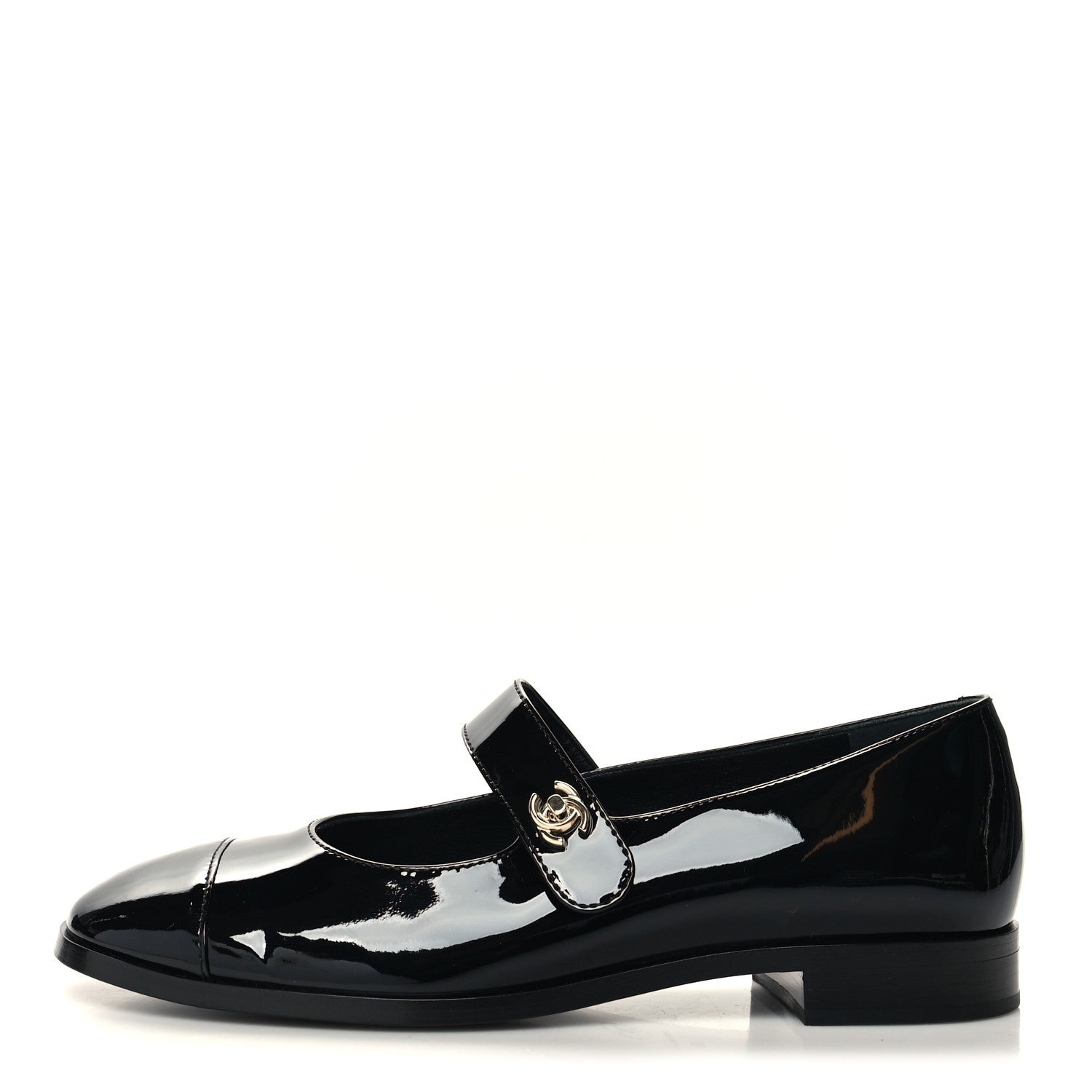 Chanel Patent Calfskin Mary Janes Flats 39 Black 1 of 8