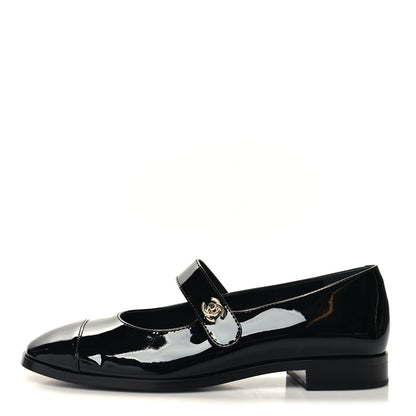 Chanel Patent Calfskin Mary Janes Flats 39 Black 1 of 8
